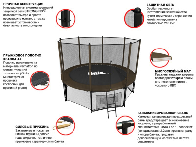 Батут UNIX line Black&Brown 8 ft (outside)